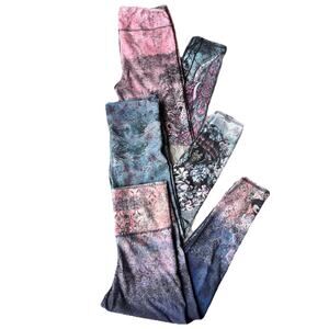 Lot Of 3 Evolution & Creation Leggings Sz M Colorful Floral Active Yoga Stretch